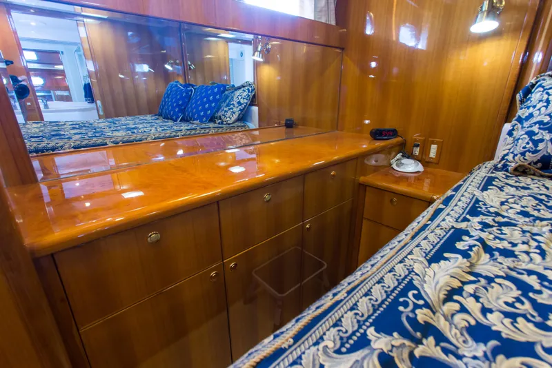 Slide: The Image of Luxurious cabin interior of 2003 Jefferson Pilothouse 57 yacht with elegant wood finish. - 66