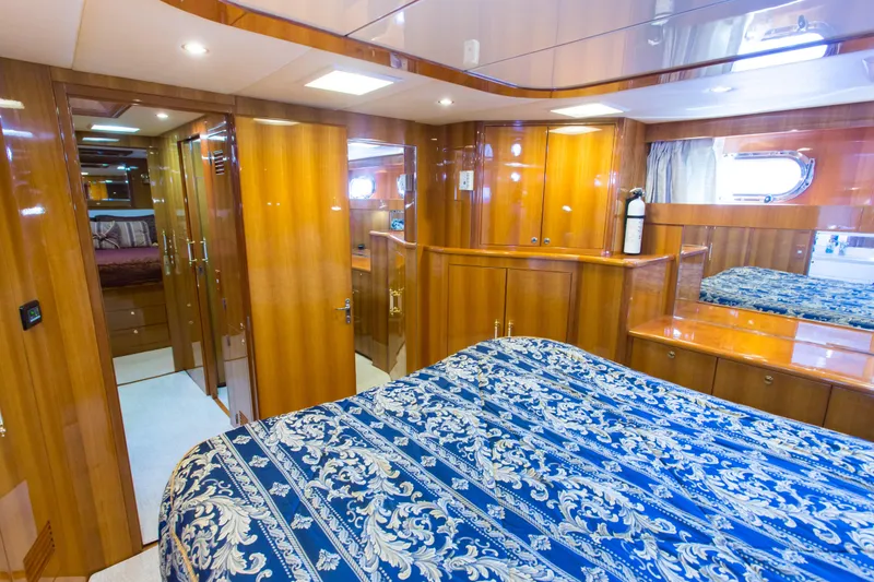 Slide: The Image of Luxurious cabin interior of 2003 Jefferson Pilothouse 57 yacht with elegant wood finish. - 67