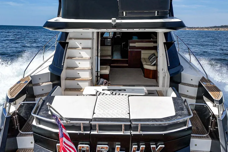 Slide: The Image of Rear view of 2016 Galeon 640 Fly yacht on the sea. - 26