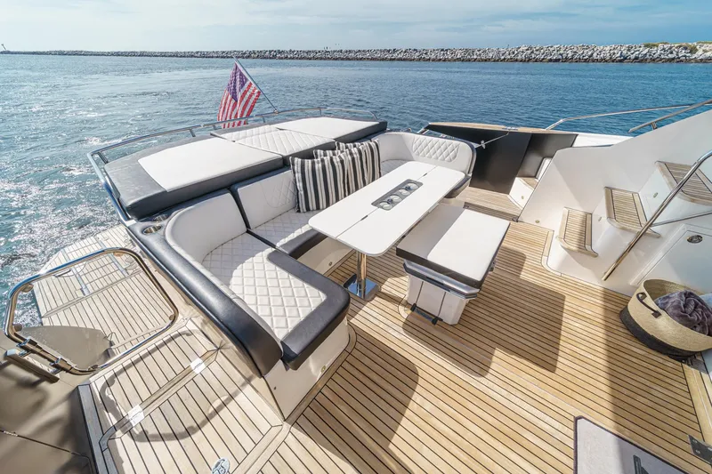 Slide: The Image of Luxurious deck of 2016 Galeon 640 Fly with seating area and ocean view. - 31