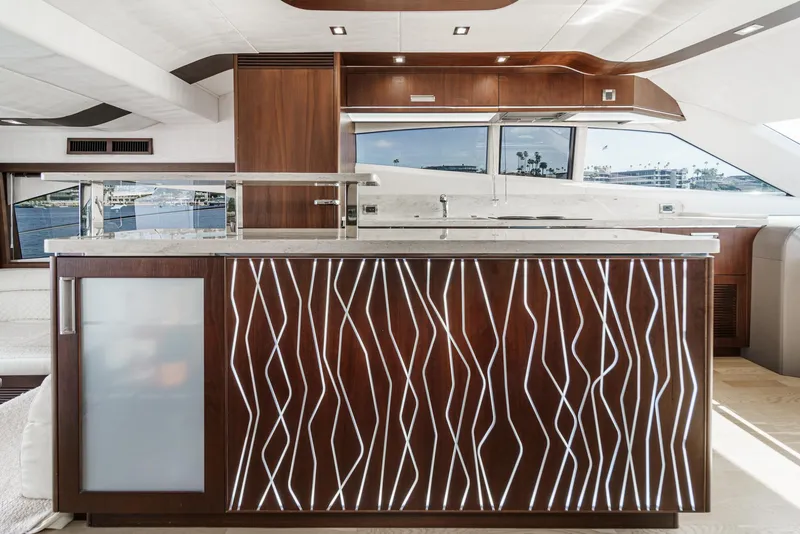 Slide: The Image of Interior of 2016 Galeon 640 Fly with modern wood pattern. - 38