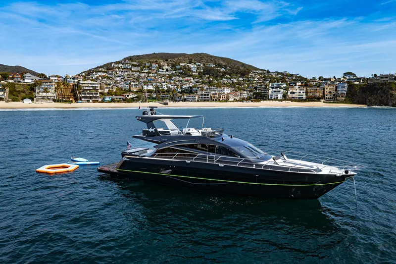 Slide: The Image of Luxury yacht Galeon 640 Fly 2016 near coastal landscape. - 1