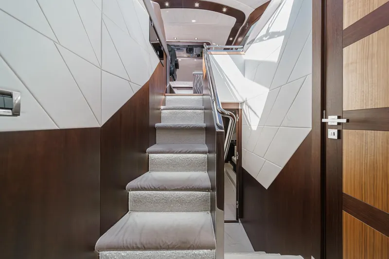 Slide: The Image of Interior of Galeon 640 Fly yacht, staircase, modern design, year 2016. - 45