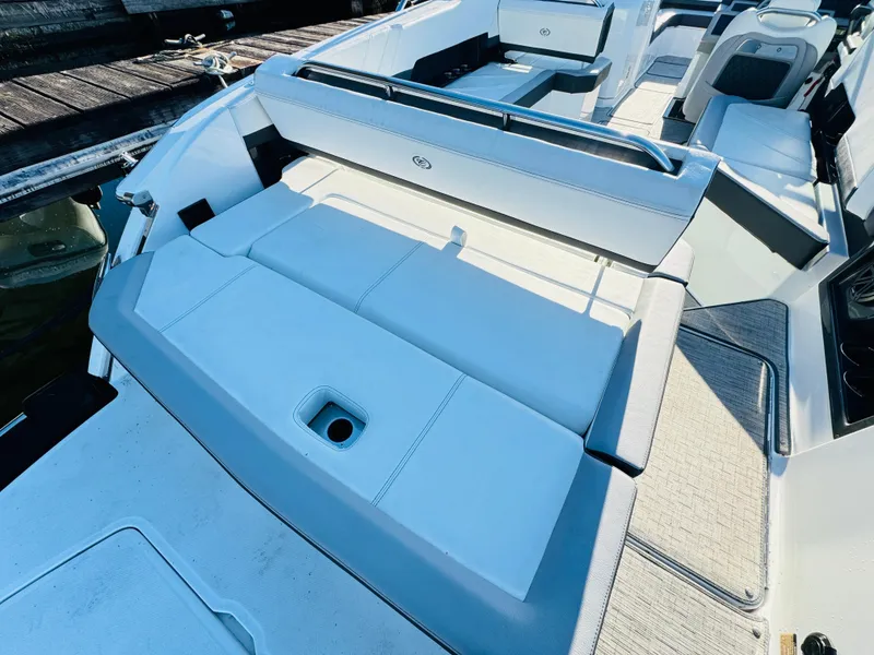 Slide: The Image of 2023 Cobalt R8 boat with spacious seating and sleek design. - 32
