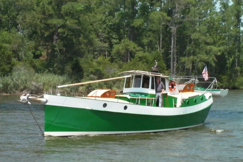 The Image of 1995 Bonny Rover IV cruising on a river with lush forest backdrop. - 0