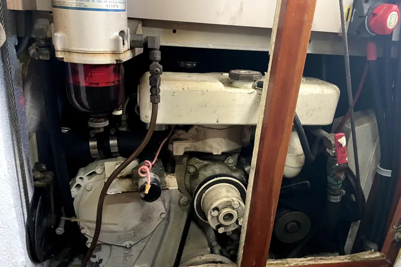 Slide: The Image of Engine compartment of a 1995 Rover Marine Lines Bonny Rover boat. - 50