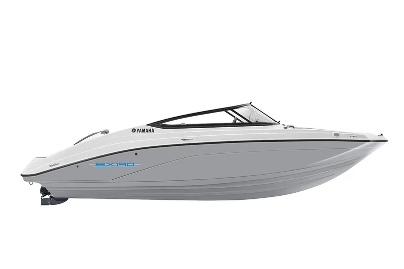 Slide: The Image of Manufacturer Provided Image: 2026 Yamaha Boats SX190, sleek white design, side view. - 4