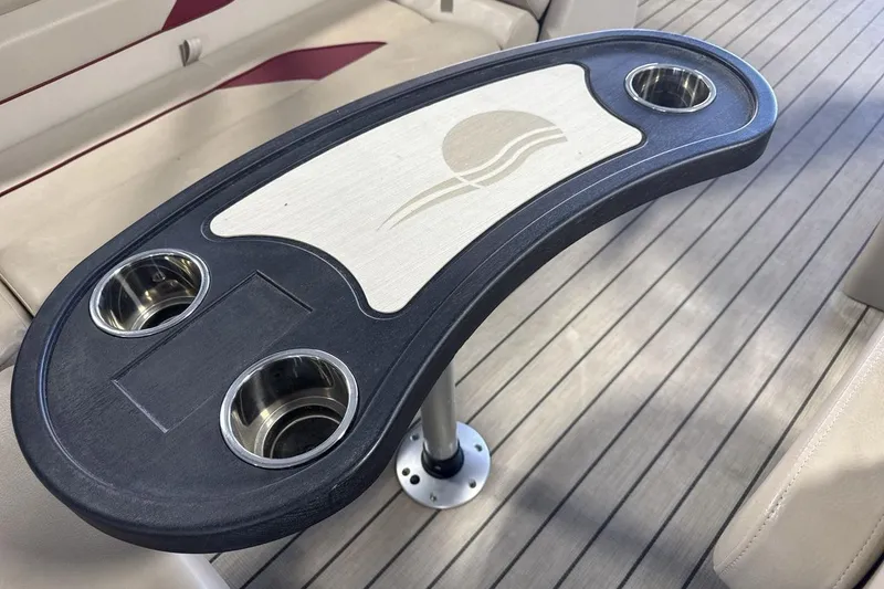 Slide: The Image of Boat table with cup holders on a 2021 SunCatcher Select 20C. - 19