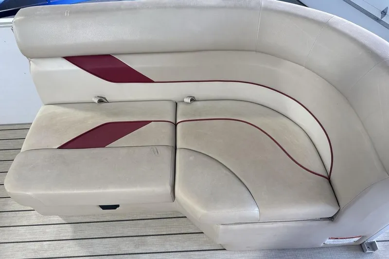 Slide: The Image of Beige and maroon boat seating on 2021 SunCatcher Select 20C. - 21