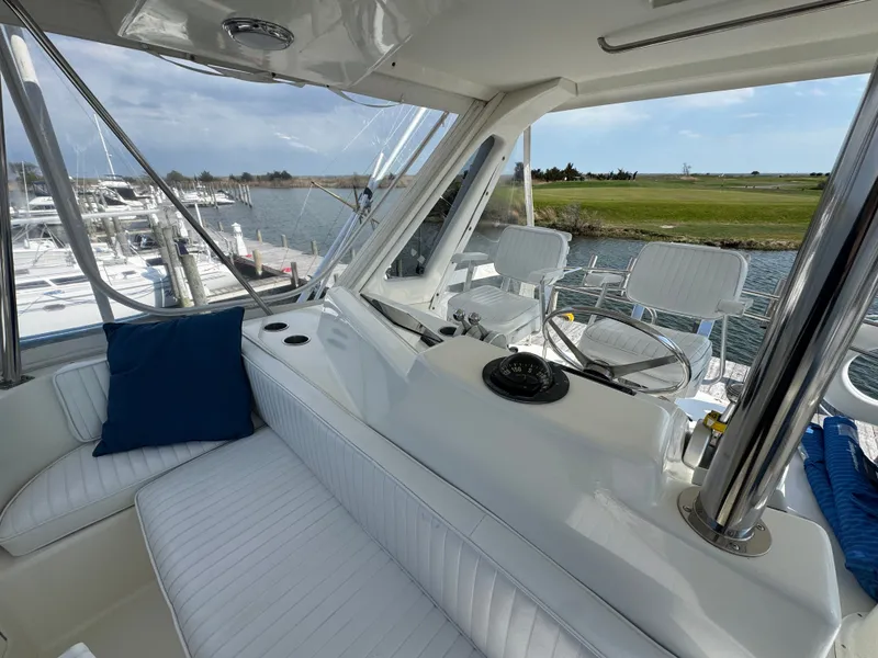 Slide: The Image of Interior of a 1995 Ocean Yachts 42 SS overlooking the marina. - 17
