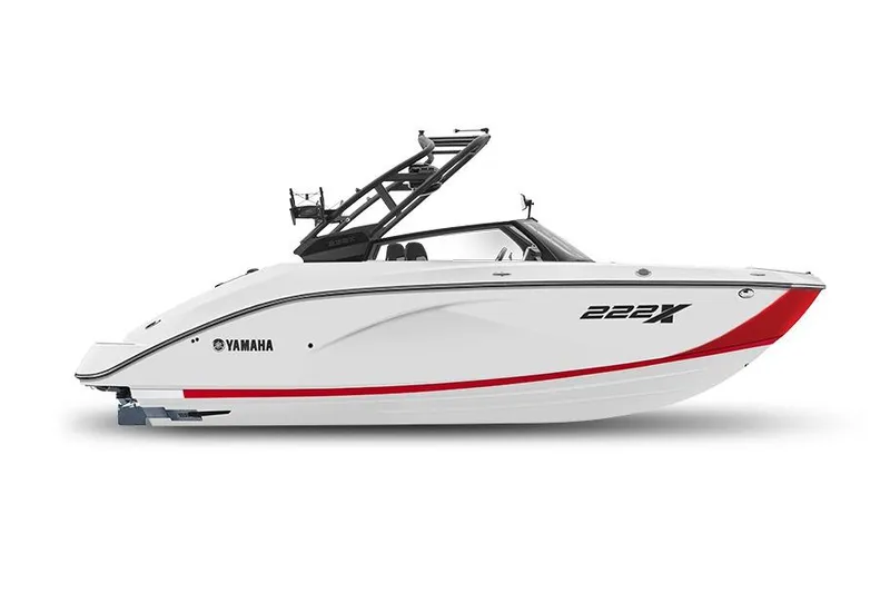 The Image of Manufacturer Provided Image: 2026 Yamaha Boats 222XE, sleek white and red design, side view. - 0