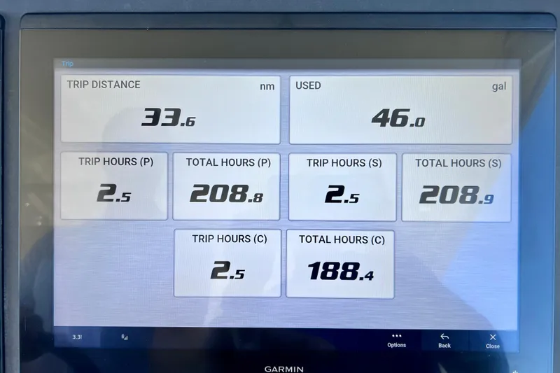 Slide: The Image of Display screen showing trip data for Windy SR 44 BLACKHAWK, 2022 model. - 58