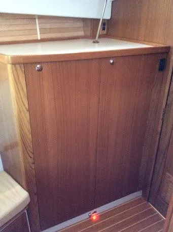 Slide: The Image of Wooden cabinet interior of 2026 Catalina 426 yacht, featuring sleek design and modern finish. - 17