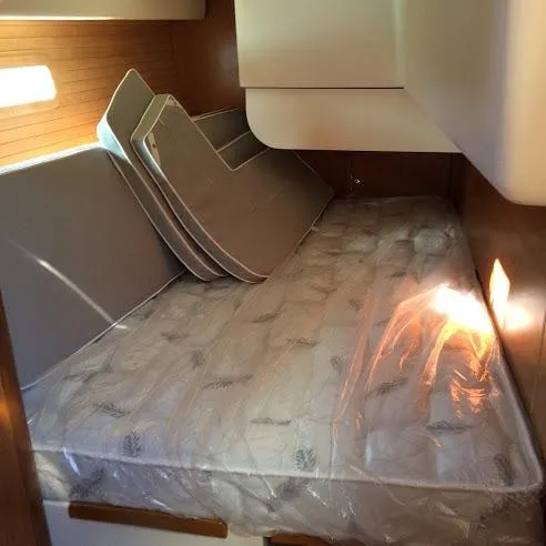 Slide: The Image of Interior cabin of 2026 Catalina 426 yacht with mattress and cushions. - 28