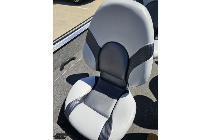 Slide: The Image of Gray and black boat seat in a 2014 Alumacraft Classic 165. - 33