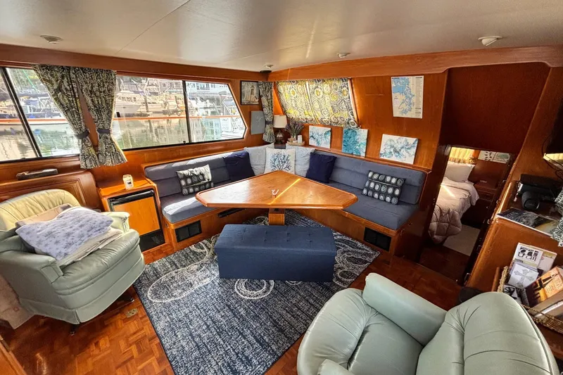 Slide: The Image of Luxurious interior of 1992 Ocean Alexander 456 Classicco yacht with cozy seating and elegant decor. - 27