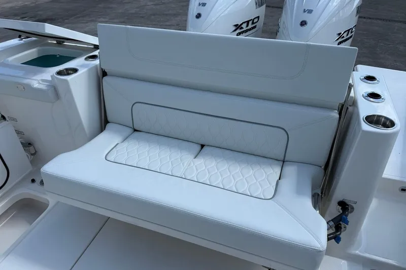 Slide: The Image of Luxury seating on 2026 Pursuit S 358 Sport boat with Yamaha engines. - 12