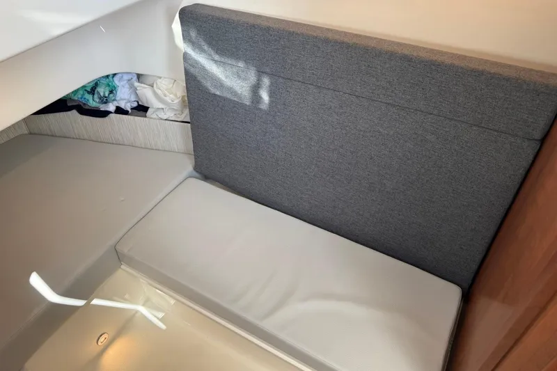 Slide: The Image of Interior seating area of 2026 Pursuit S 358 Sport boat. - 55