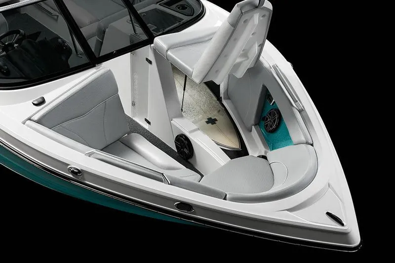 Slide: The Image of Manufacturer Provided Image: 2018 MasterCraft XT23 boat interior with seating and storage compartments. - 12
