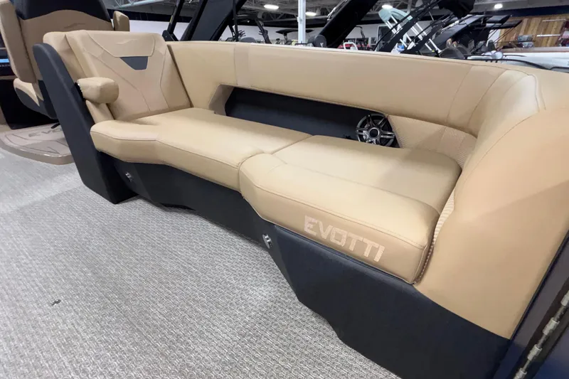 Slide: The Image of Luxurious beige seating in 2026 Evotti 525QL boat interior. - 13