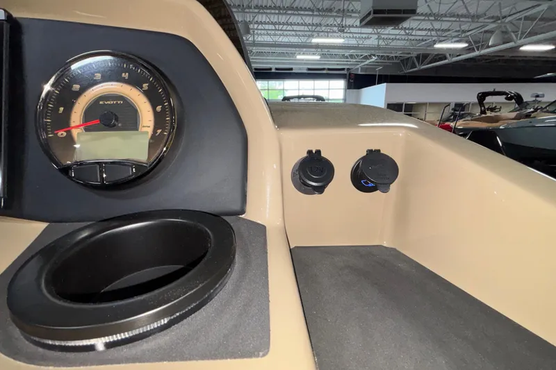 Slide: The Image of Dashboard of 2026 Evotti 525QL with RPM gauge and cup holder. - 24