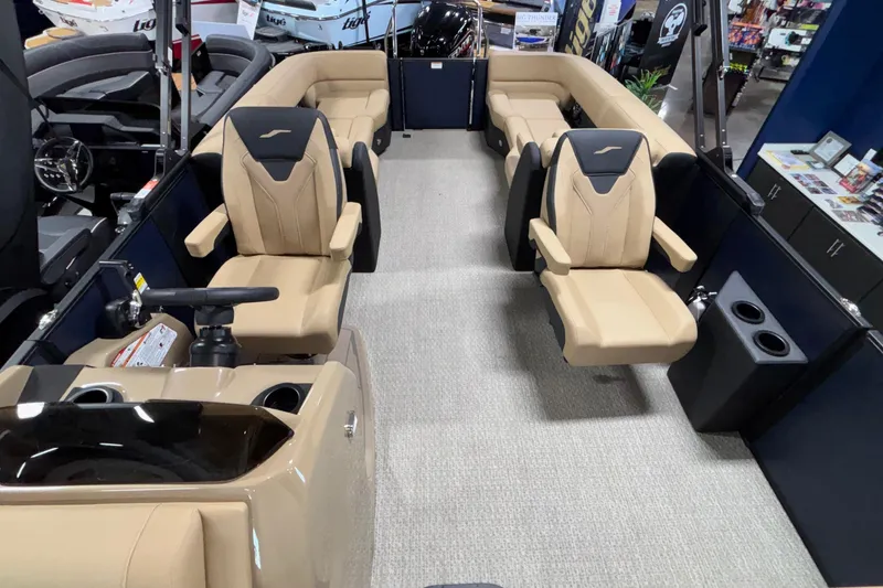 Slide: The Image of Luxurious interior of 2026 Evotti 525QL boat with beige seating and modern design. - 25