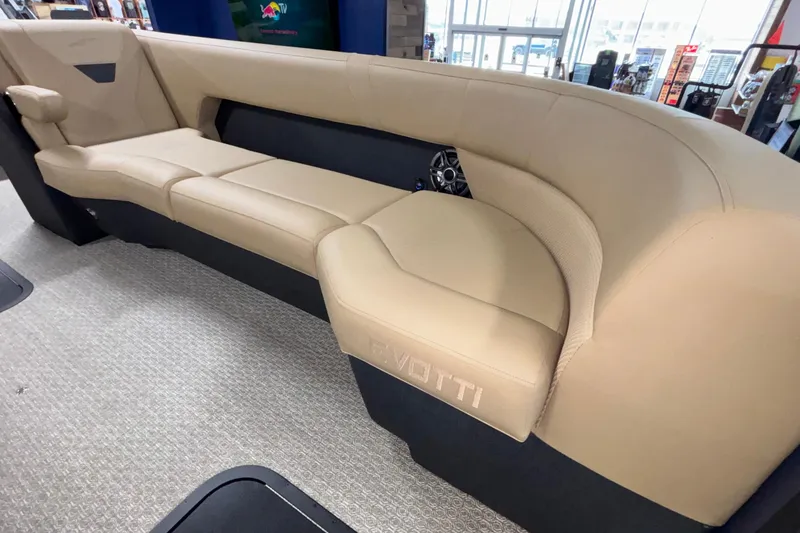 Slide: The Image of Luxurious beige seating in 2026 Evotti 525QL boat interior. - 30