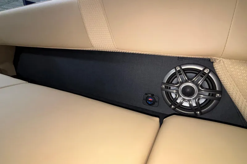 Slide: The Image of Beige interior of 2026 Evotti 525QL featuring a built-in speaker system. - 33