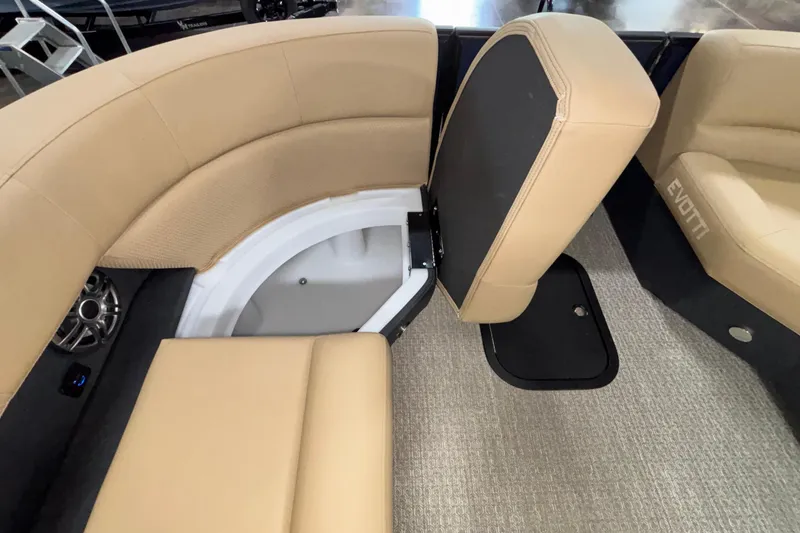 Slide: The Image of Luxurious seating and storage in 2026 Evotti 525QL boat interior. - 38