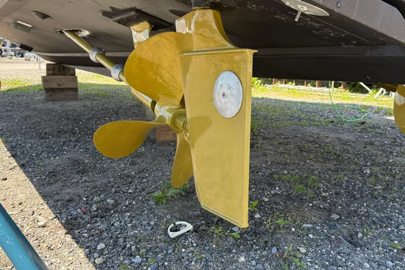 Slide: The Image of Propeller and rudder of 2000 Dawson Yachts Express on dry dock. - 8