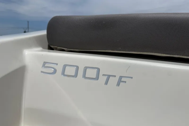 Slide: The Image of 2016 Tahoe 500 TF boat detail with model name on white surface. - 21