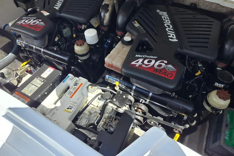 Slide: The Image of Engine compartment of a 2005 Formula 330 Sun Sport with MerCruiser 496 MAG engines. - 3