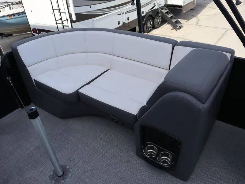 Slide: The Image of 2022 Manitou AURORA LE 20RF seating area with gray and white upholstery. - 23