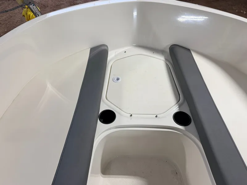 Slide: The Image of Interior of a 2018 Bayliner Element E18 boat with seating. - 11