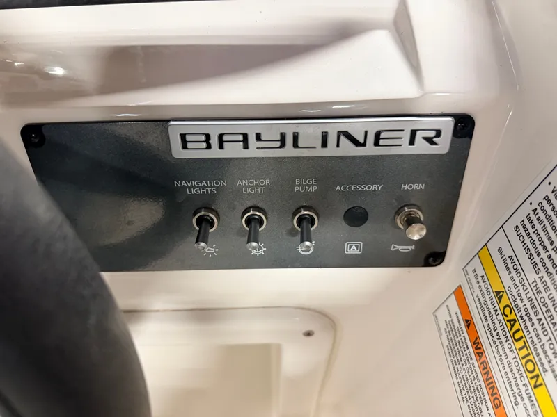 Slide: The Image of Control panel of Bayliner Element E18 boat, year 2018. - 22