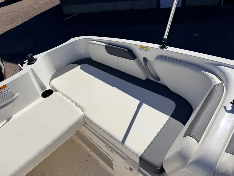 Slide: The Image of Bayliner Element E18 boat seating area, 2018 model. - 34