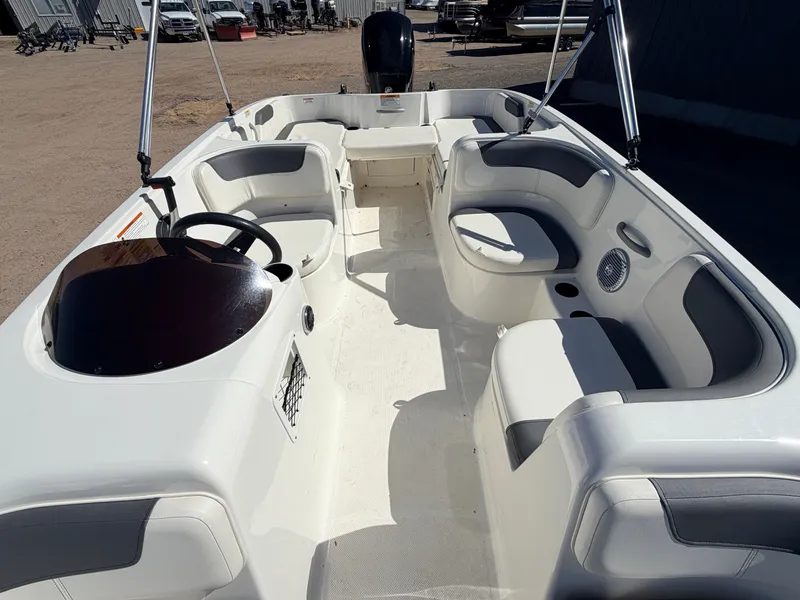 Slide: The Image of Interior of 2018 Bayliner Element E18 boat with 90HP Mercury engine. - 5