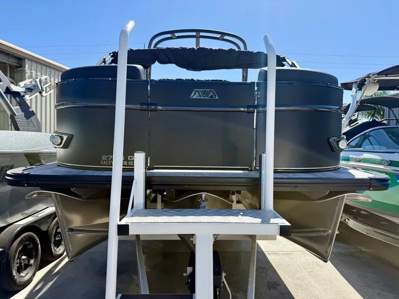 Slide: The Image of 2026 Avalon Catalina Quad Lounge boat with 500HP Mercury engine. - 3