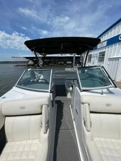 Slide: The Image of 2019 Cobalt R5 Surf boat at dock, sunny day. - 8