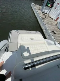 Slide: The Image of 2019 Cobalt R5 Surf boat at dock, rear view. - 9