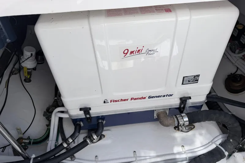 Slide: The Image of Fischer Panda generator in 2025 NorthCoast 415 HT boat engine room. - 12