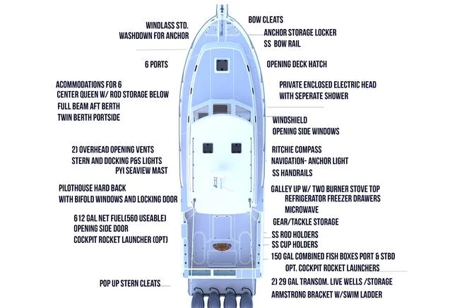 Slide: The Image of Manufacturer Provided Image: 2025 NorthCoast 415 HT boat layout with detailed features and specifications. - 32