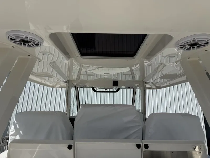 Slide: The Image of Interior view of the 2026 Pursuit S 358 Sport boat model. - 20