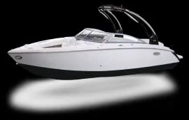 The Image of 2021 Cobalt R7 Surf boat, white design, side view. - 1