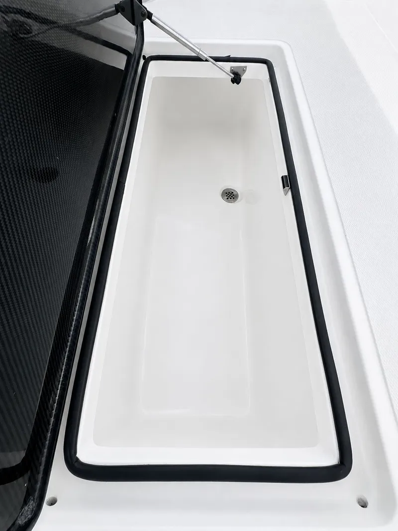 Slide: The Image of 2023 SeaHunter Tournament boat, open storage compartment. - 21