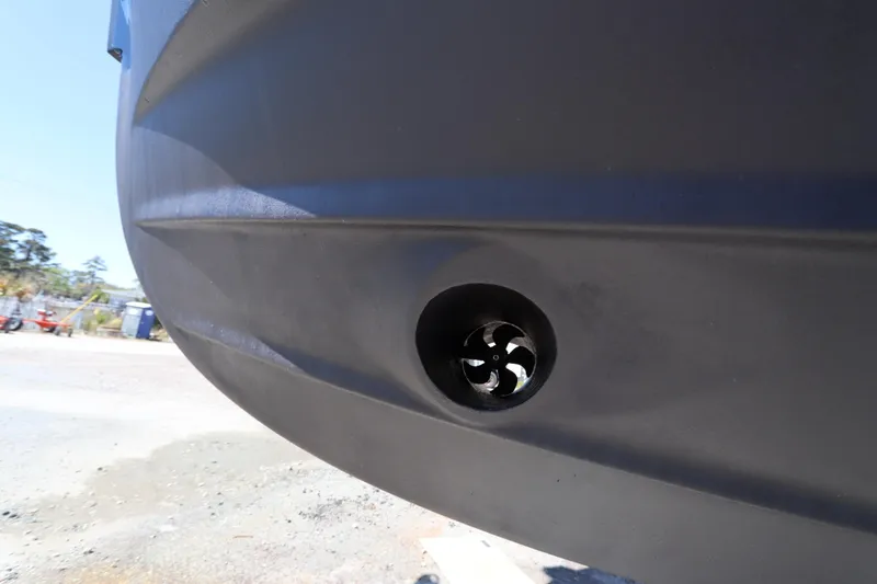 Slide: The Image of Close-up of 2015 Ranger Tugs R-27 hull with bow thruster detail. - 9