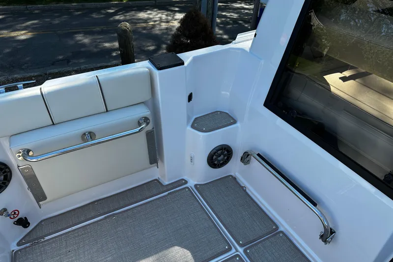 Slide: The Image of Interior of 2026 Solara S-250 Coupe boat, featuring sleek seating and modern design elements. - 9