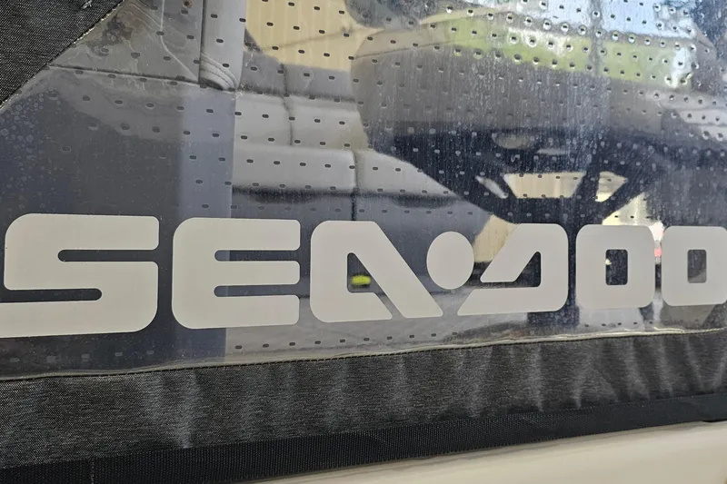 Slide: The Image of Sea-Doo logo on 2023 Switch Cruise 21, showcasing sleek design and branding. - 17