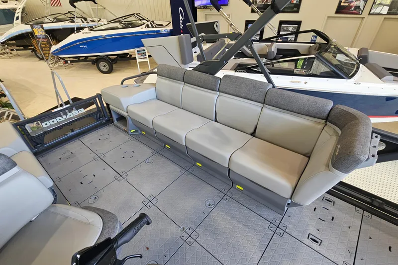 Slide: The Image of 2023 Sea-Doo Switch Cruise 21 interior with spacious seating and modern design. - 7