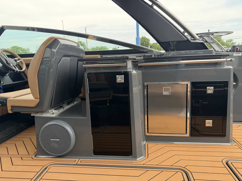 Slide: The Image of Interior of 2026 Cobalt R33 boat with modern seating and amenities. - 14